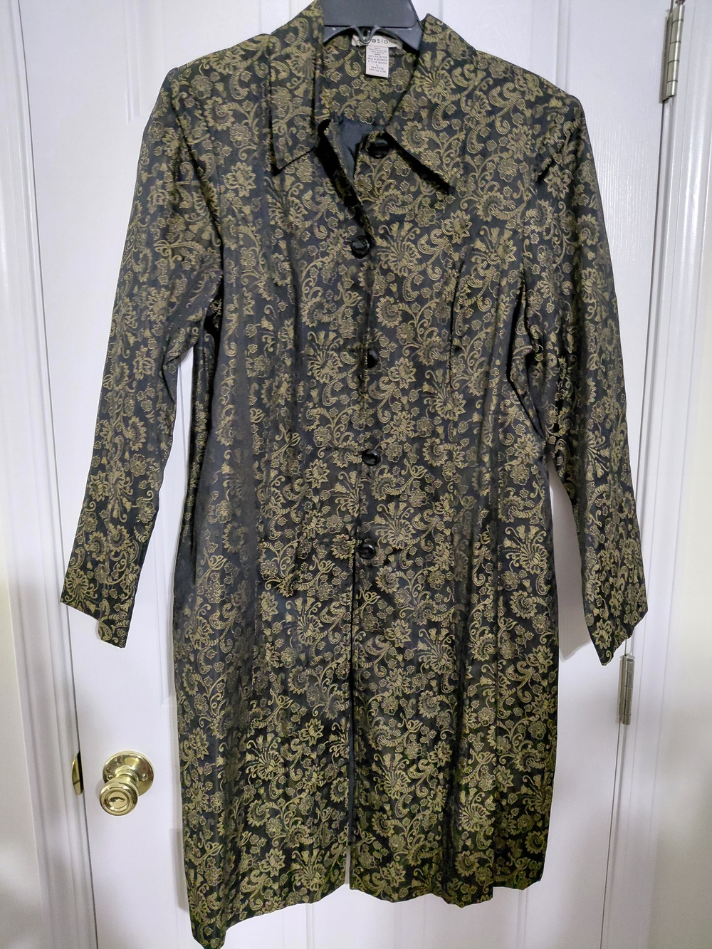 Notations Black and Gold Brocade Long-Sleeve Jacket